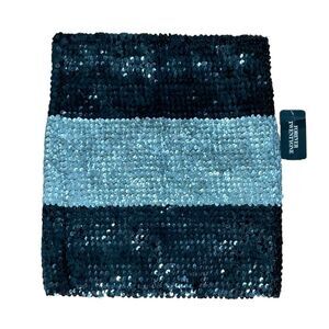 Forever 21 Striped Sequin Bandeau Tube Top Black Silver Strapless S